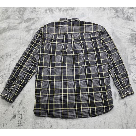 Cinch Shirt Mens XL Black White Yellow Plaid Long Sleeve Flip Cuff Button Down - Picture 6 of 12